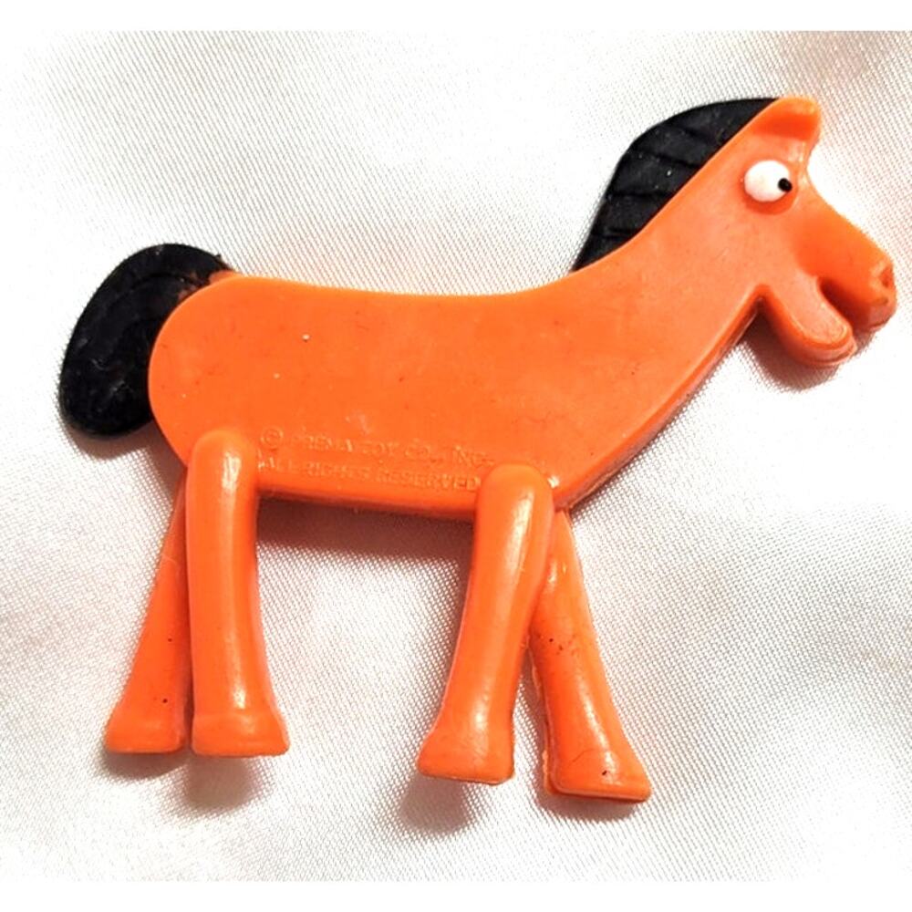Jesco Prema Toy Co Pokey Gumby Orange Horse 2.5" Rubber Bendable Vtg Collectible